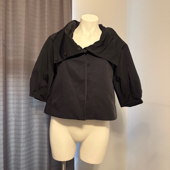 Club Monaco Cropped Puff Sleeve Nylon Cape Style Jacket - Picture 7 of 8